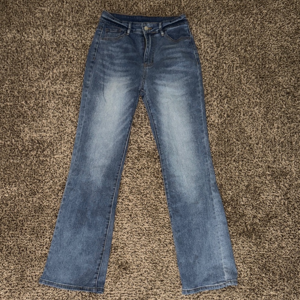 High Waisted Blue Flare Women's Jeans